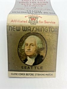 Vintage Seattle WA The New Washington Hotel The Friendly Hotel Matchbook Cover
